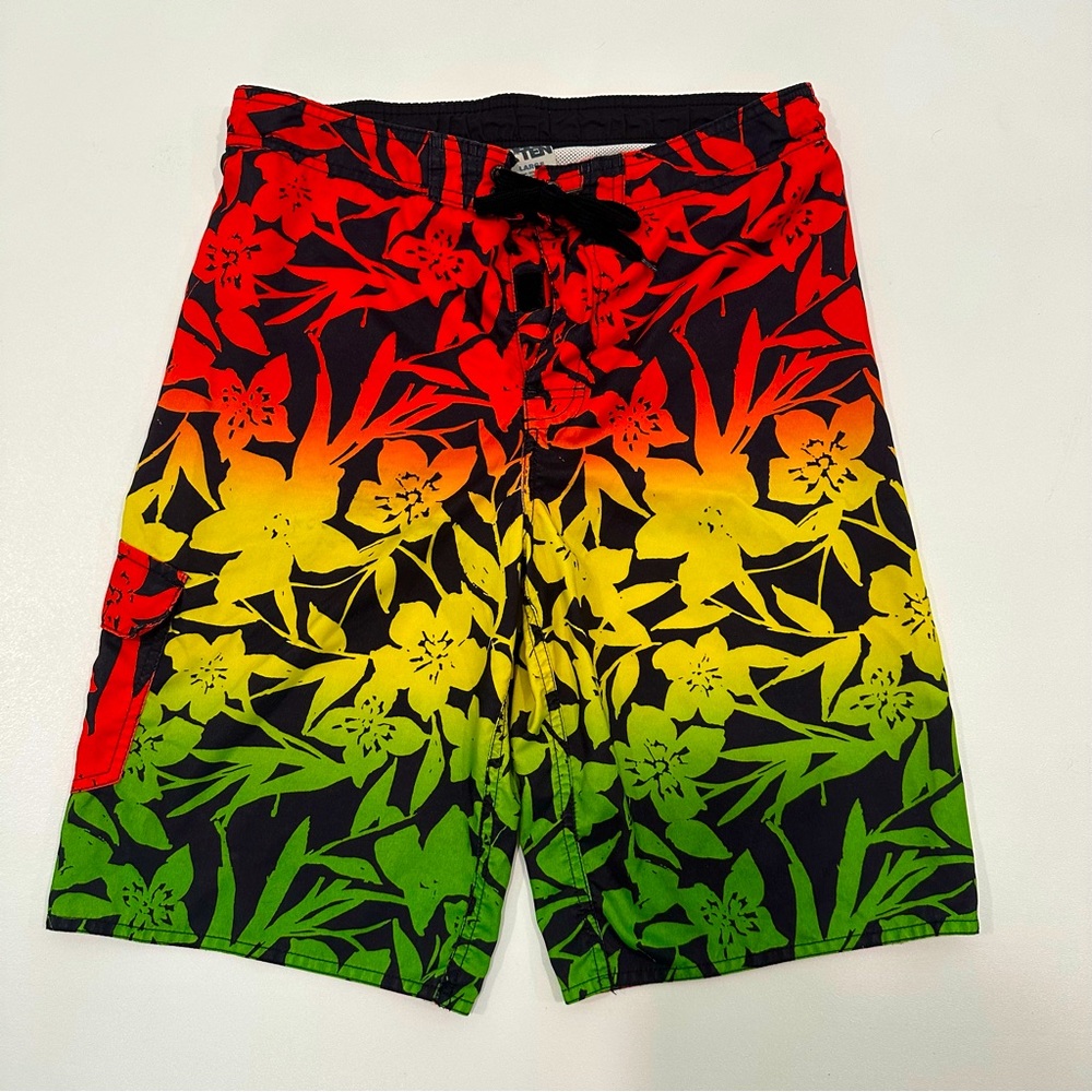 Hang Ten Tropical Jamaican Reggae Floral Swim Board Shorts Men’s Size Large